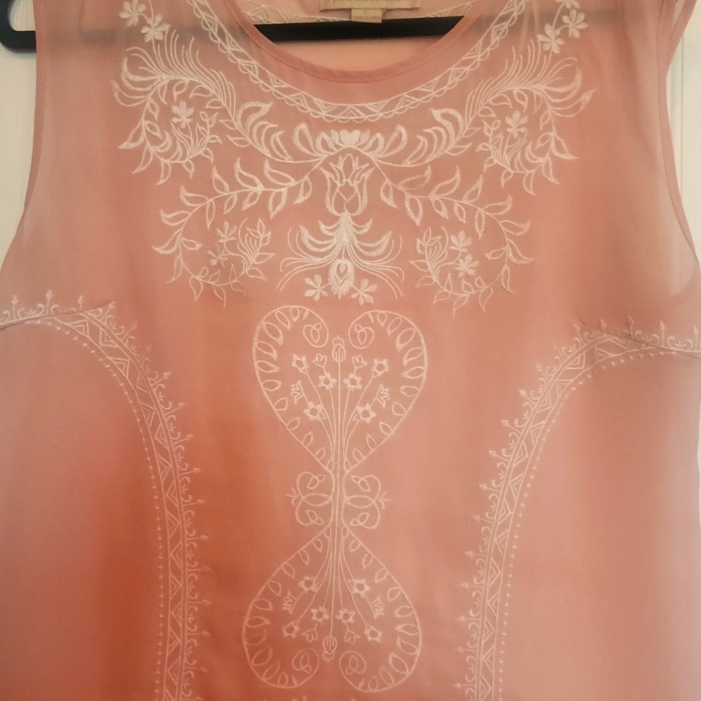 Champagne & Strawberry Sleeveless Blouse Large - Picture 2 of 4